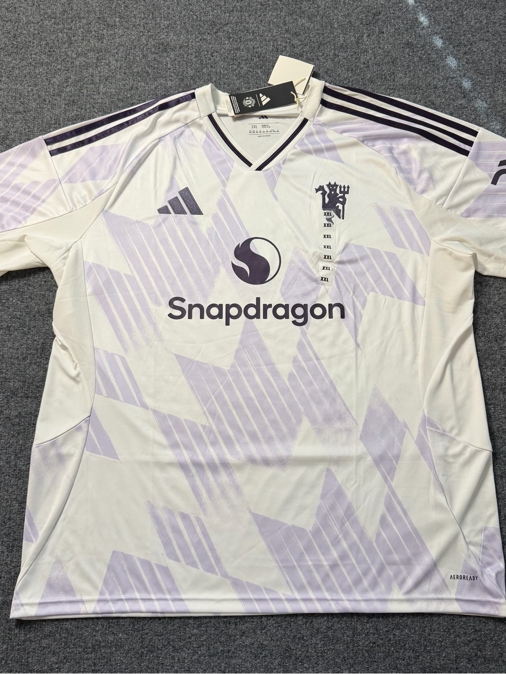 Manchester United 25 Licensed Away Jersey White Purple Men’s Size 2XL NWT